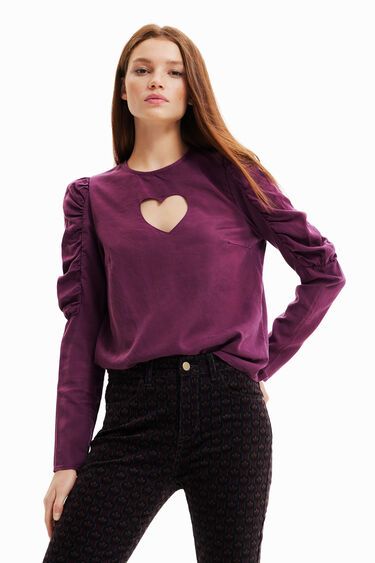 Balloon-sleeve blouse with heart | Desigual