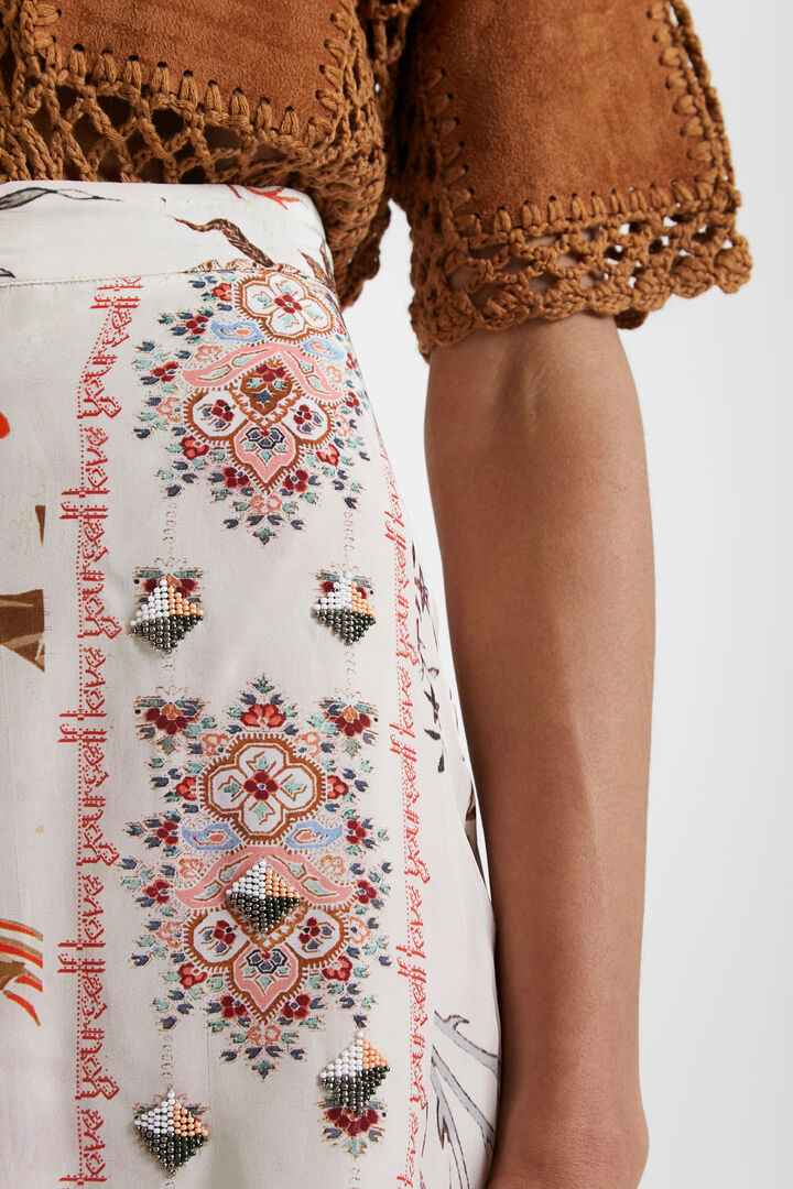 Falda larga con estampado boho floral | Desigual