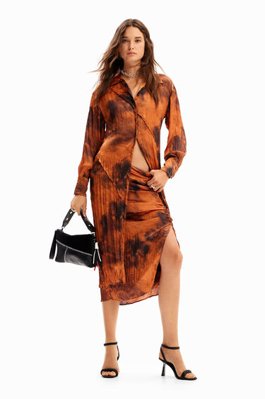 Faldilla midi frunzit regulable | Desigual