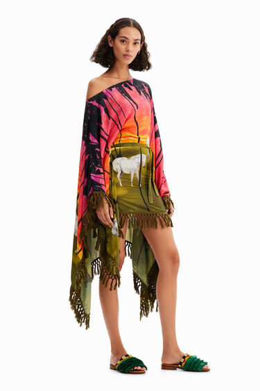 Vestido corto poncho Stella Jean | Desigual