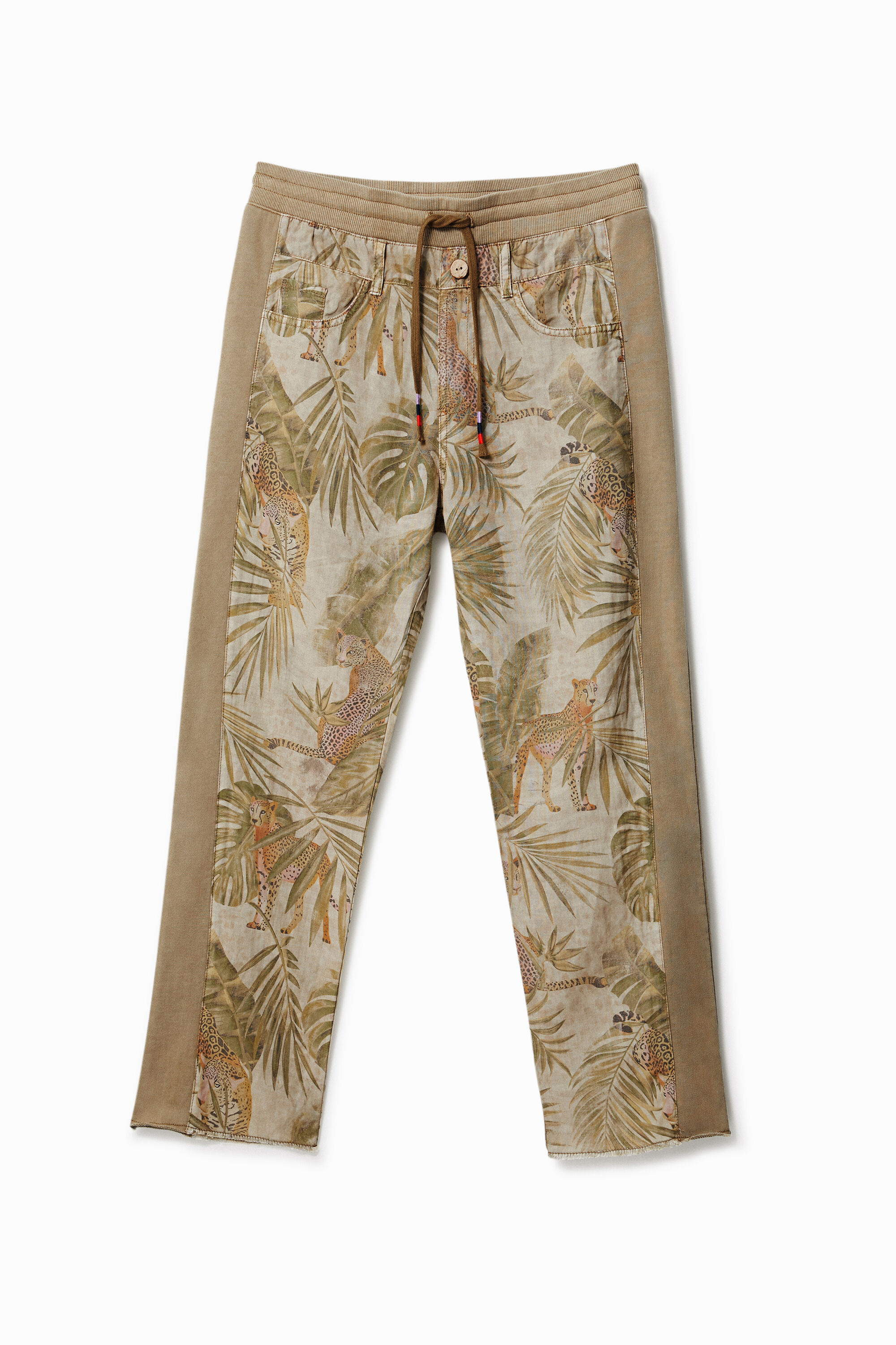 Desigual Tropical Hybrid Trousers In Brown
