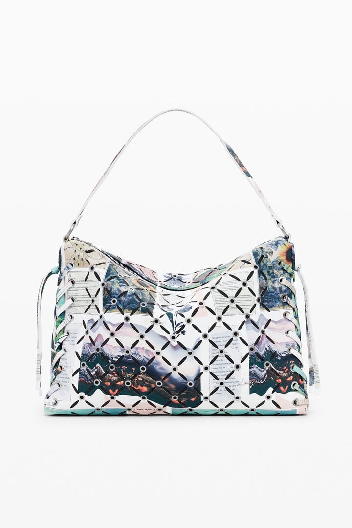 Střední perforovaná crossbody taška Collage