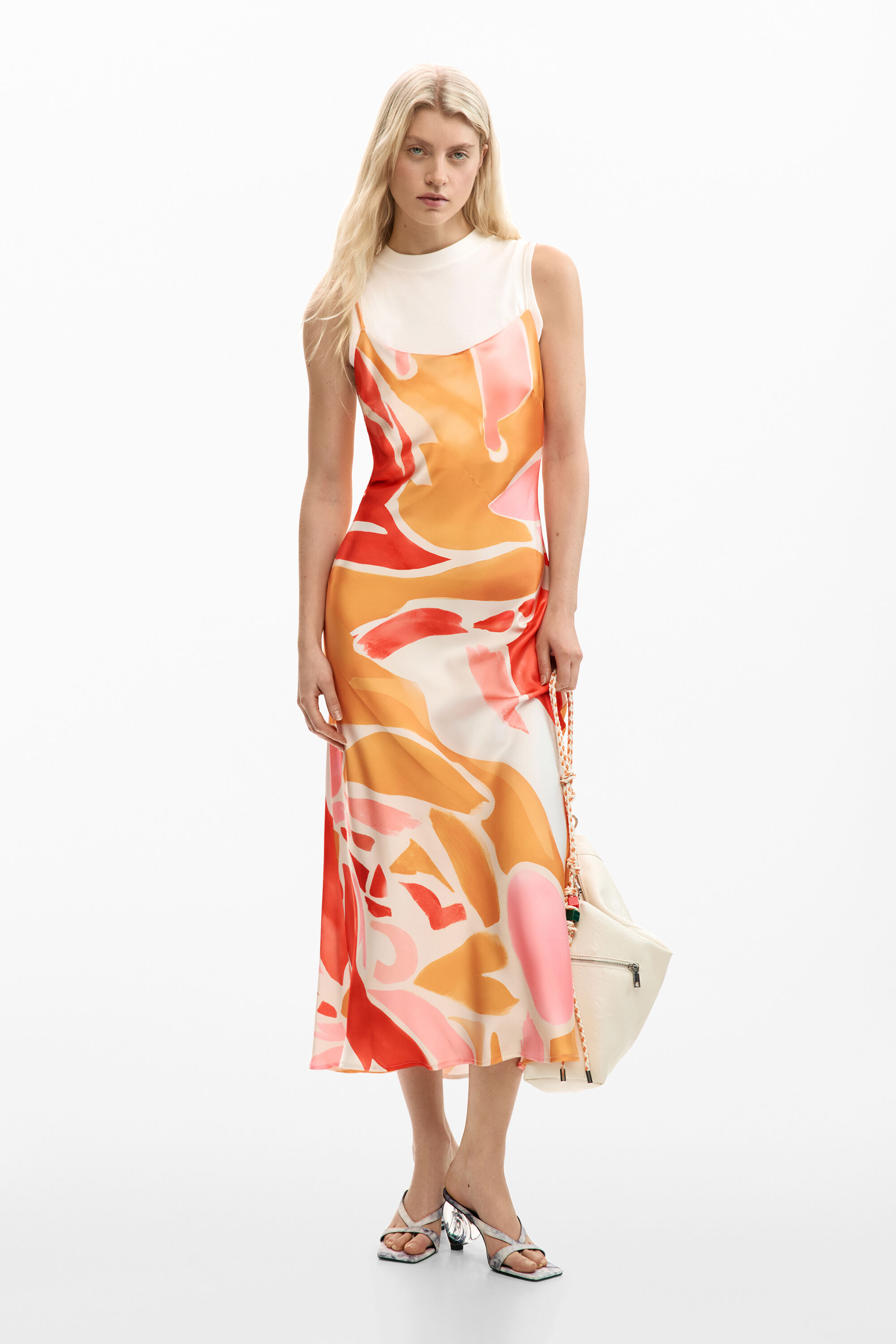 Desigual, 2-in-1-trägerkleid, Damen, Polyester, Orange, XL