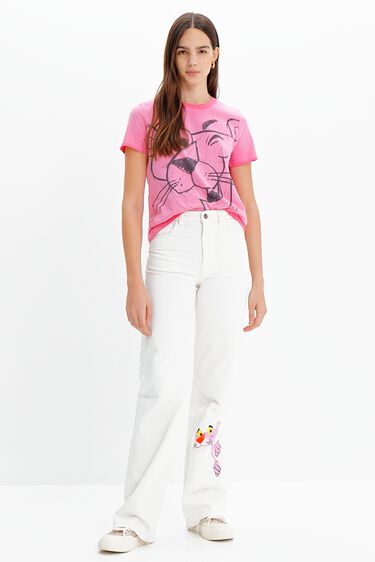 T-shirt met contrasterende Roze Panter | Desigual