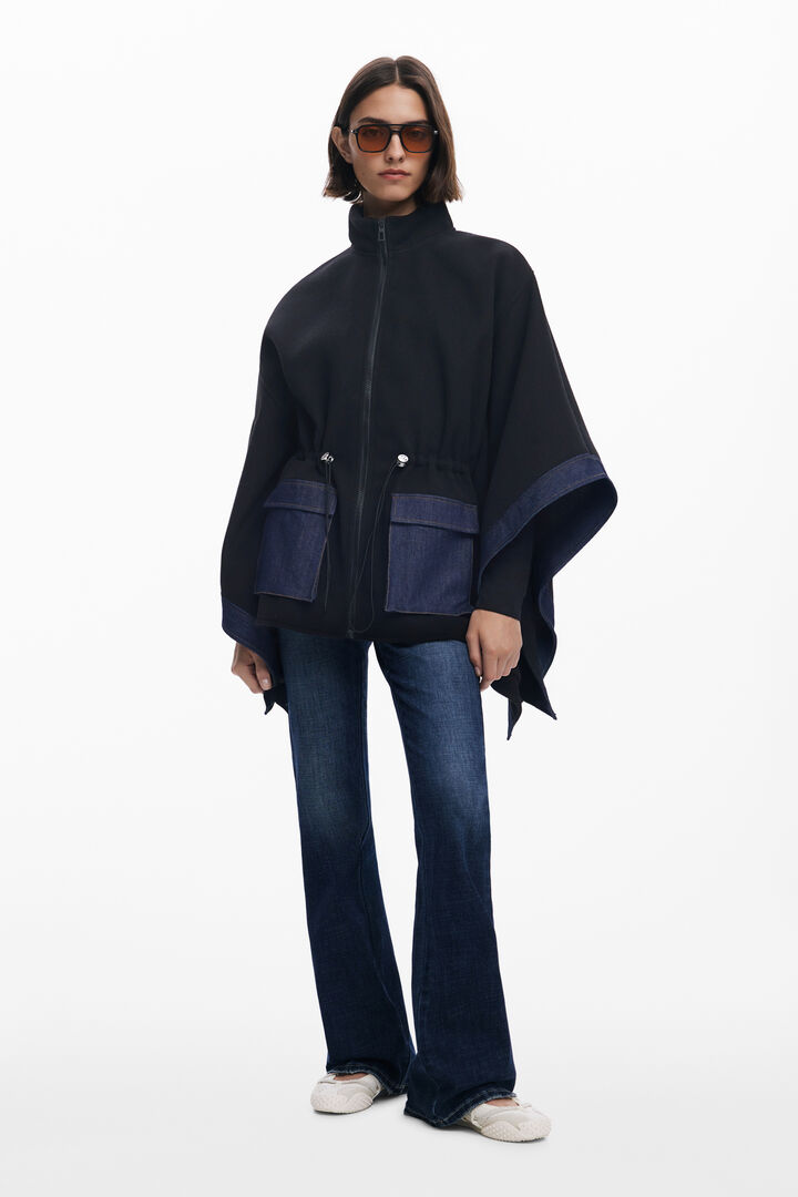 Kombinierter Denim-Poncho