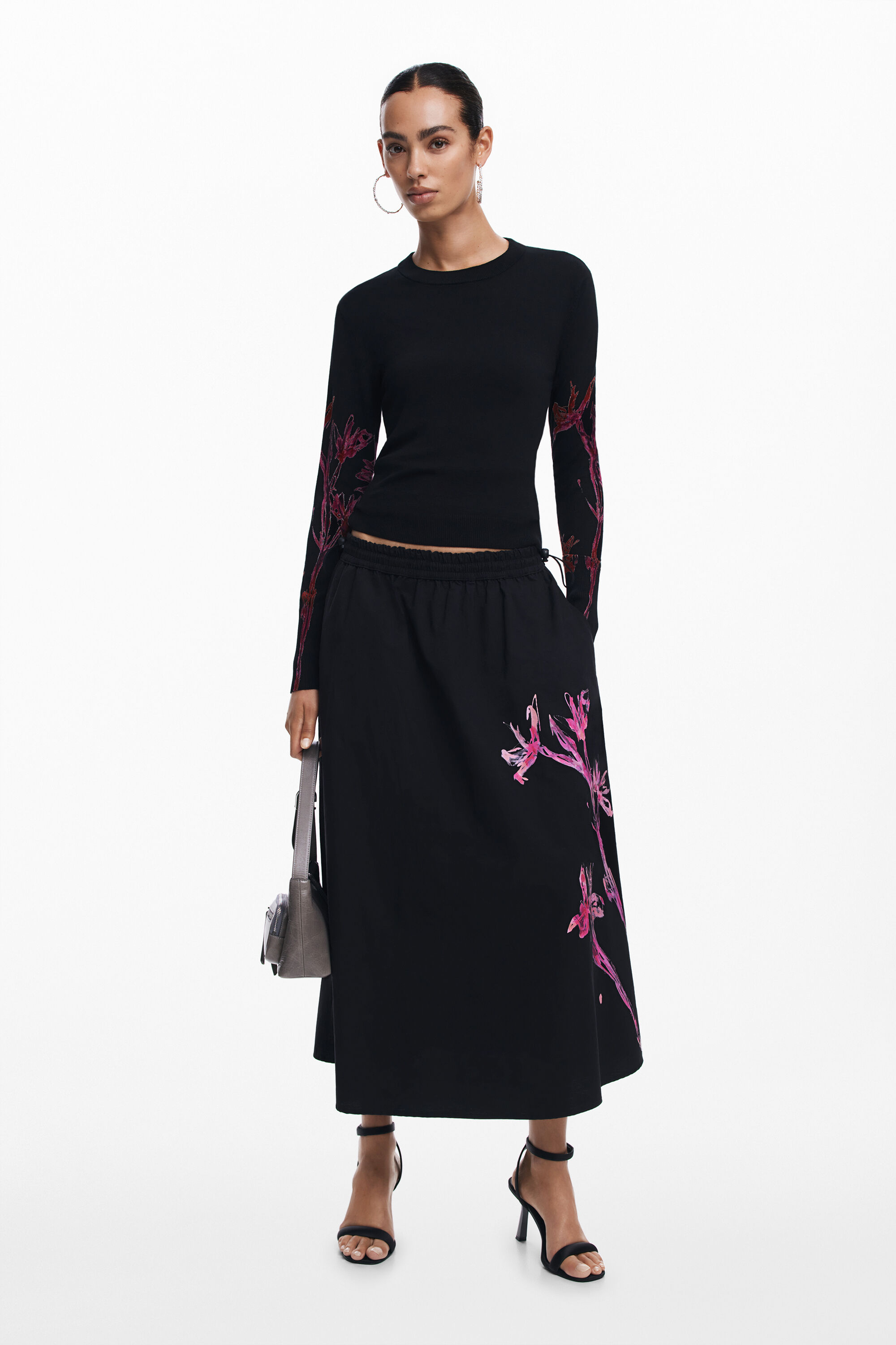 Desigual オーキッドスリーブtシャツ In Black
