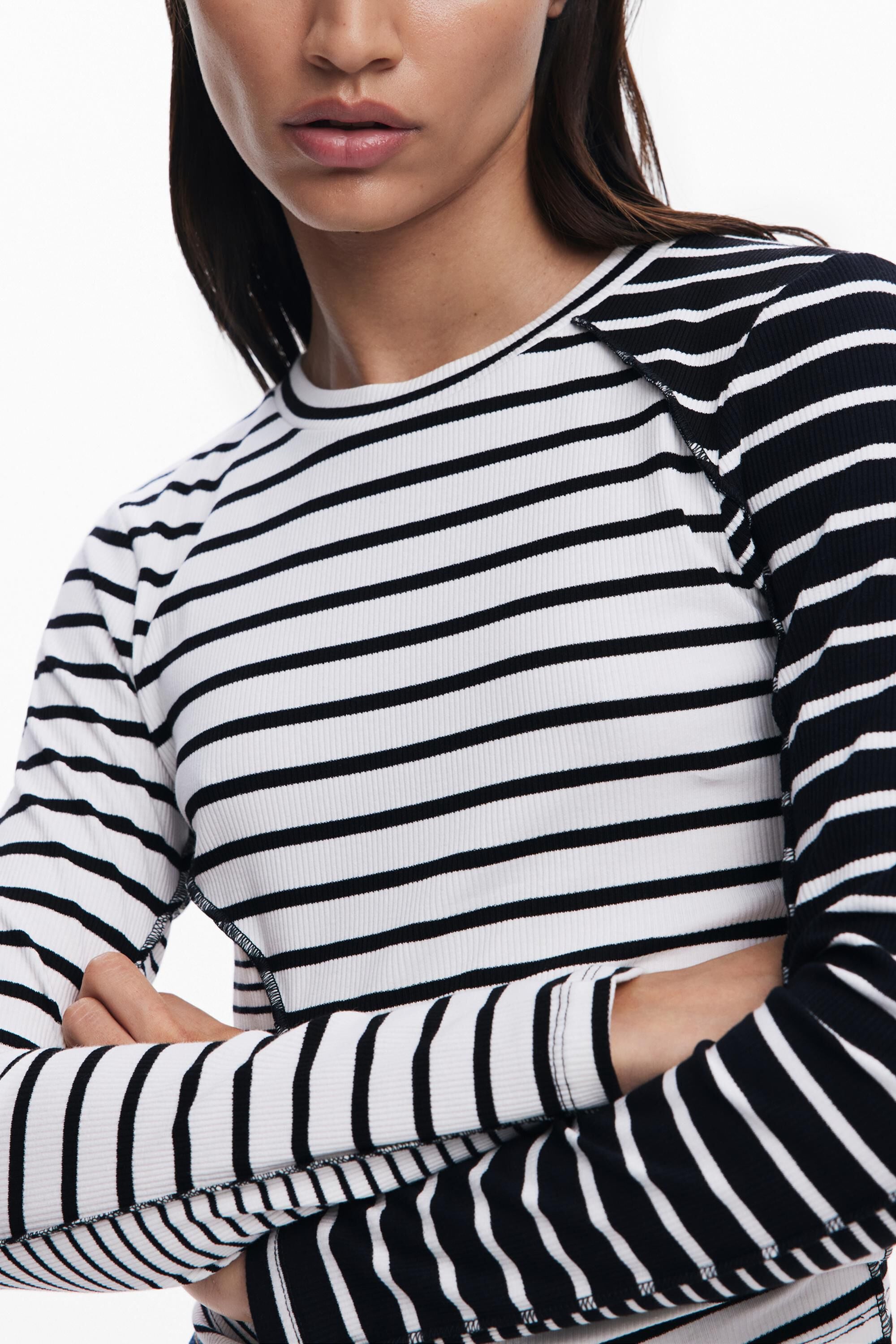 Asymmetric striped T-shirt Women's I Desigual.com