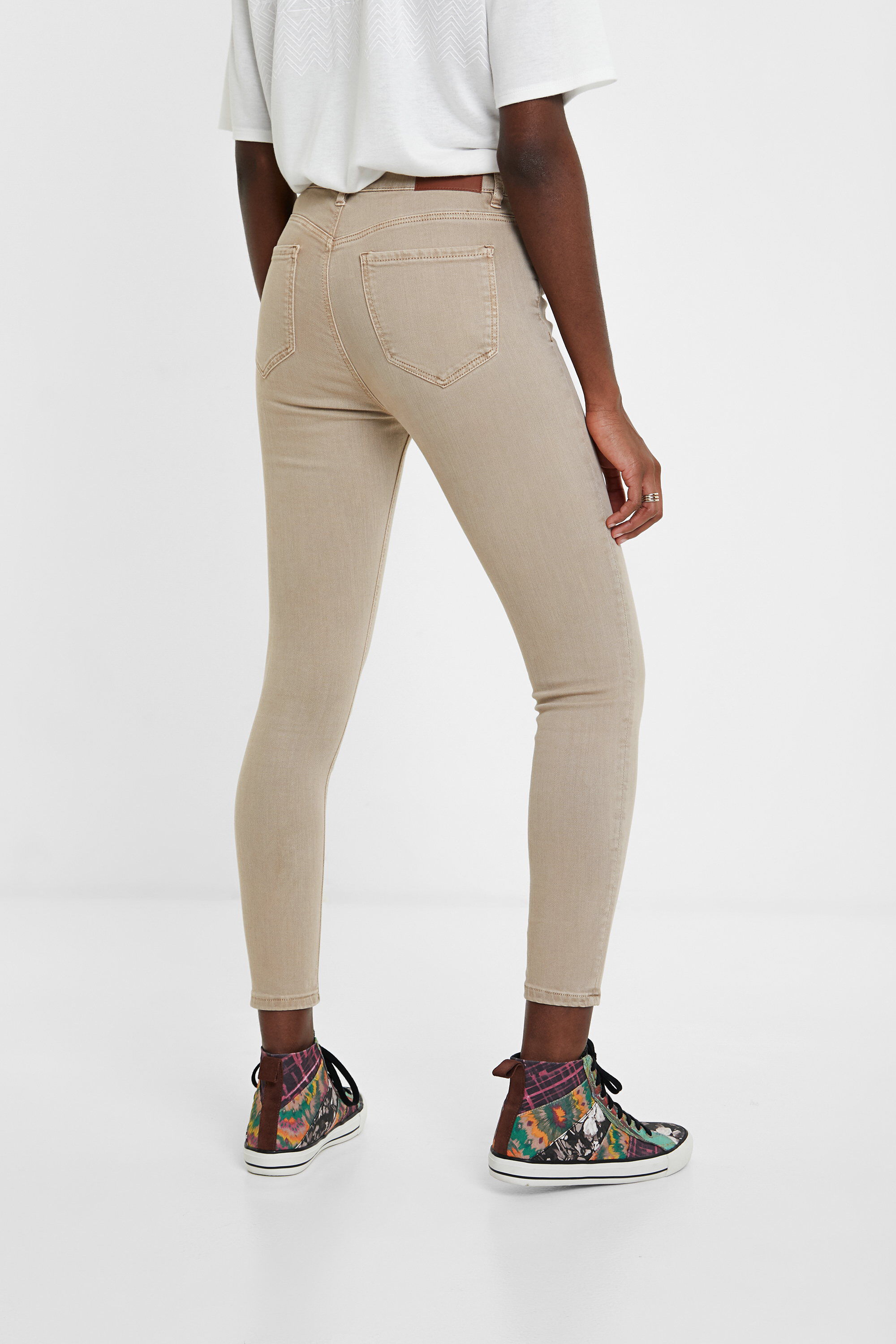 Shop Desigual Skinny Cropped Jeans In Brown