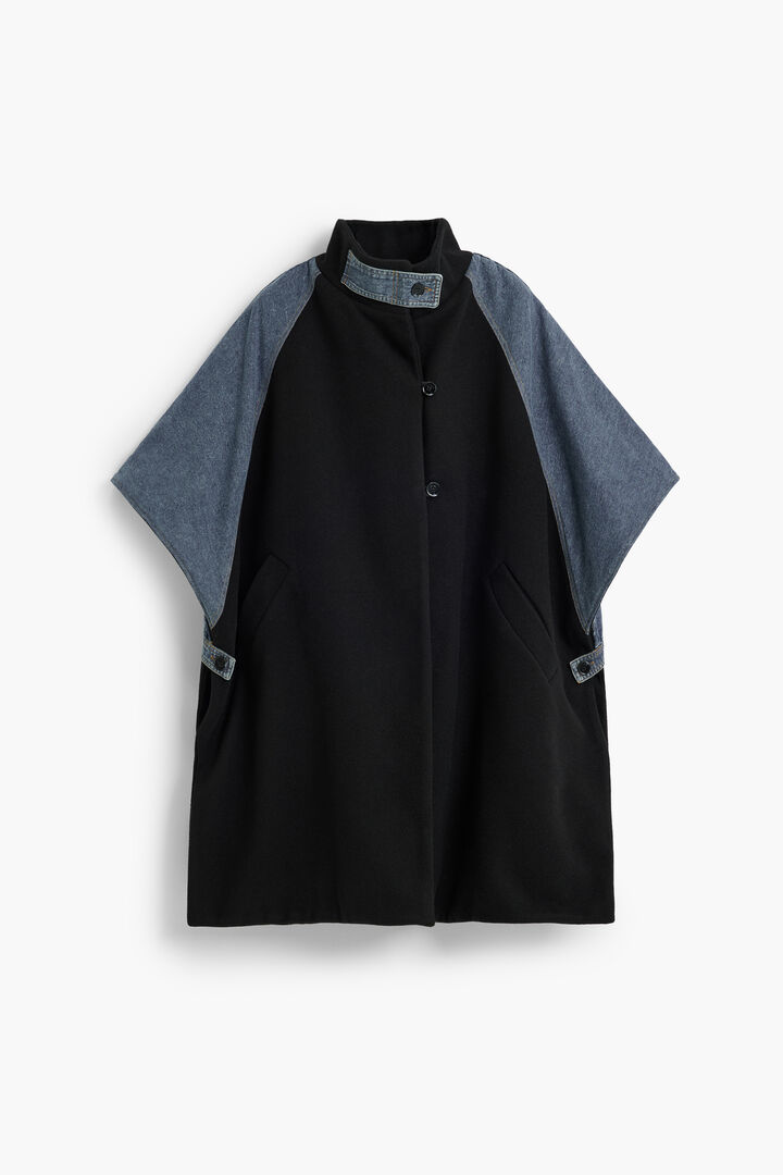 Combined denim poncho