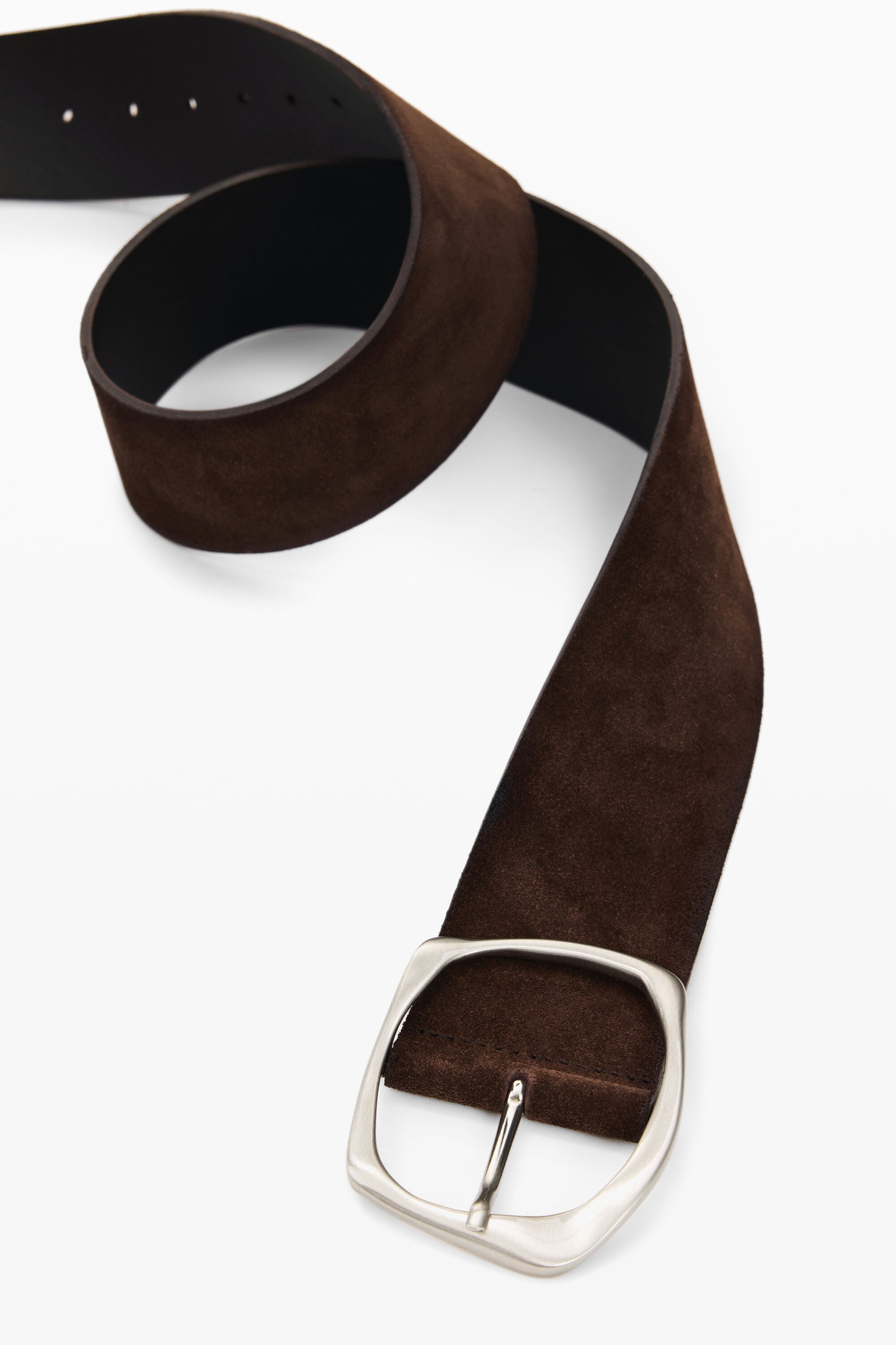 Cinturón ancho piel serraje, Cow Leather, MarróN,