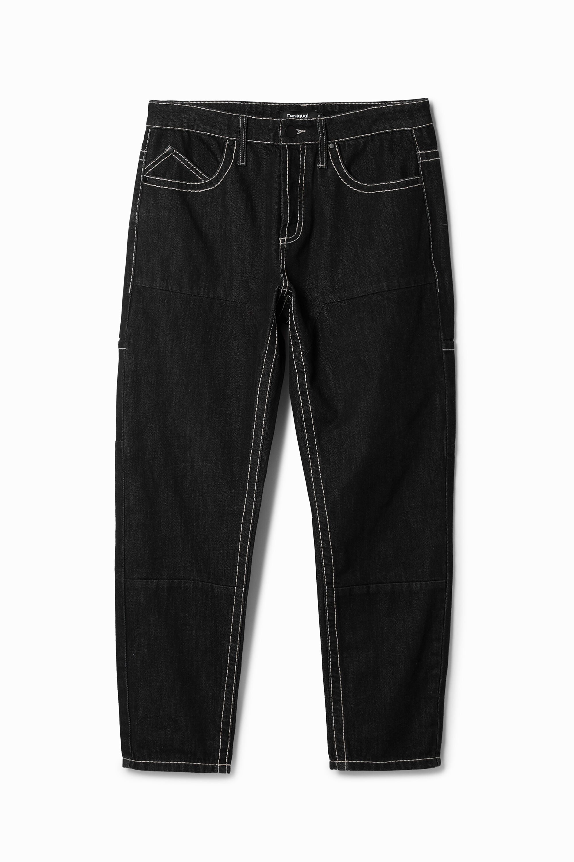 Pantaloni lunghi in denim con tasche - BLACK (32)