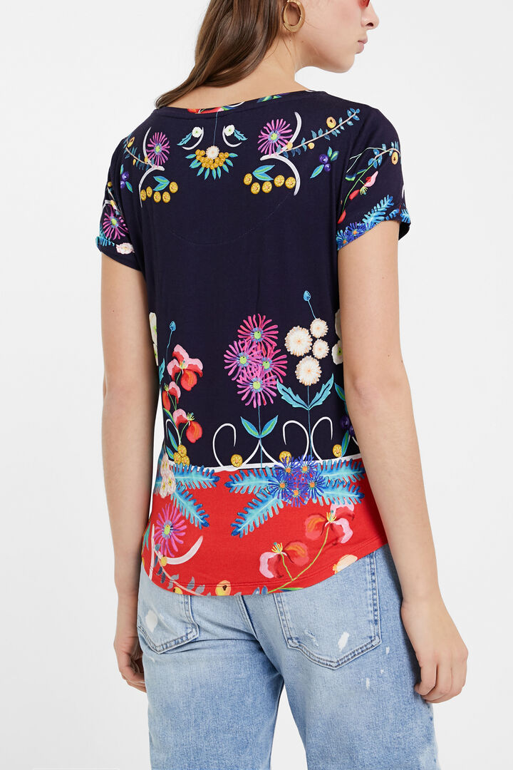 T-shirt met tropische bloemenprint | Desigual