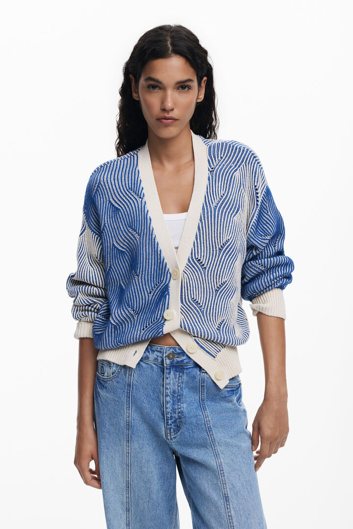 Dvoubarevný pletený kardigan