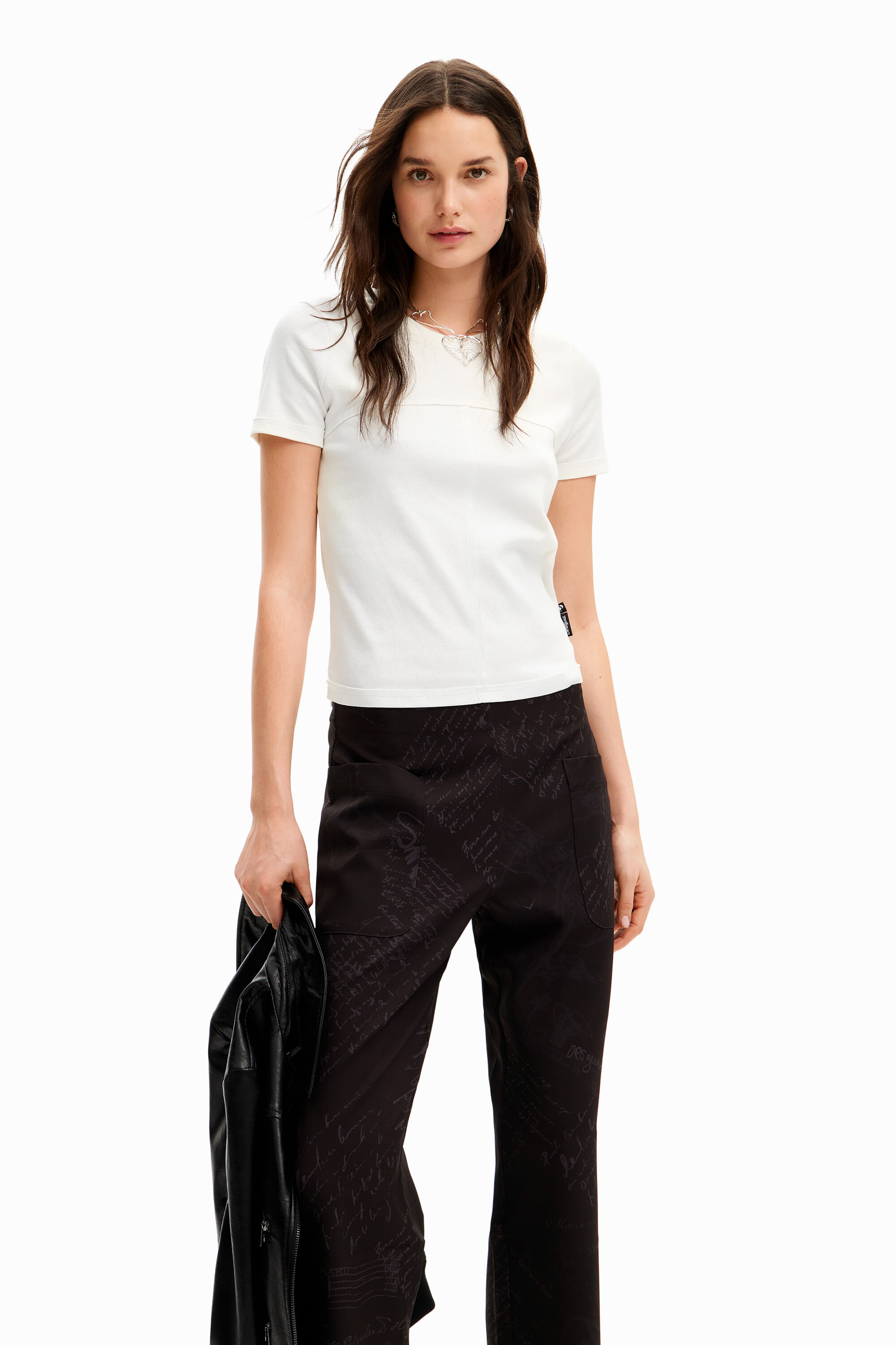 Shop Desigual Long Trousers With Text Print. In Black