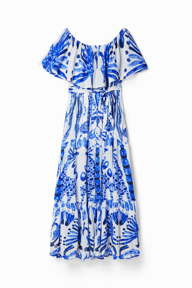 Long dress with ruffle by Stella Jean. | Desigual