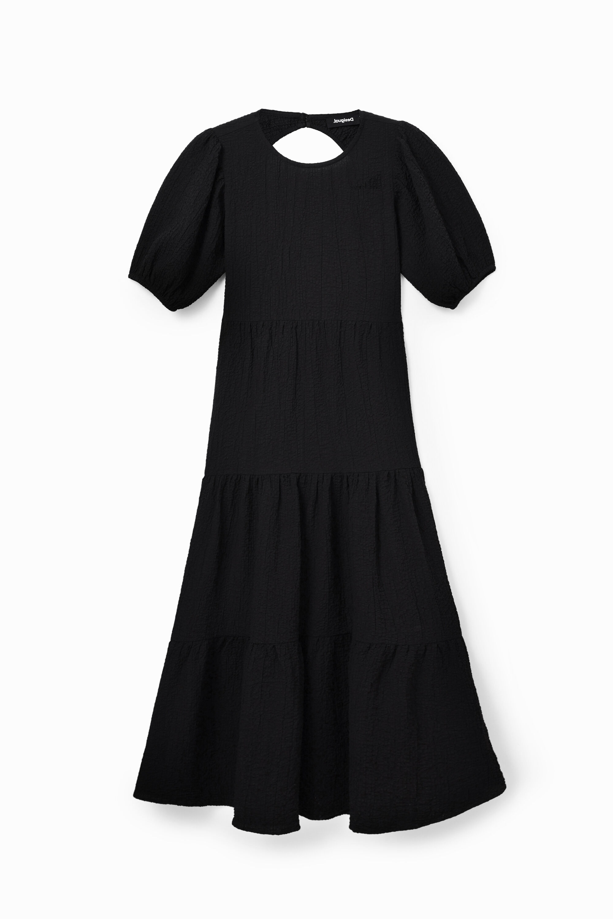 Back neckline midi dress - BLACK - XS