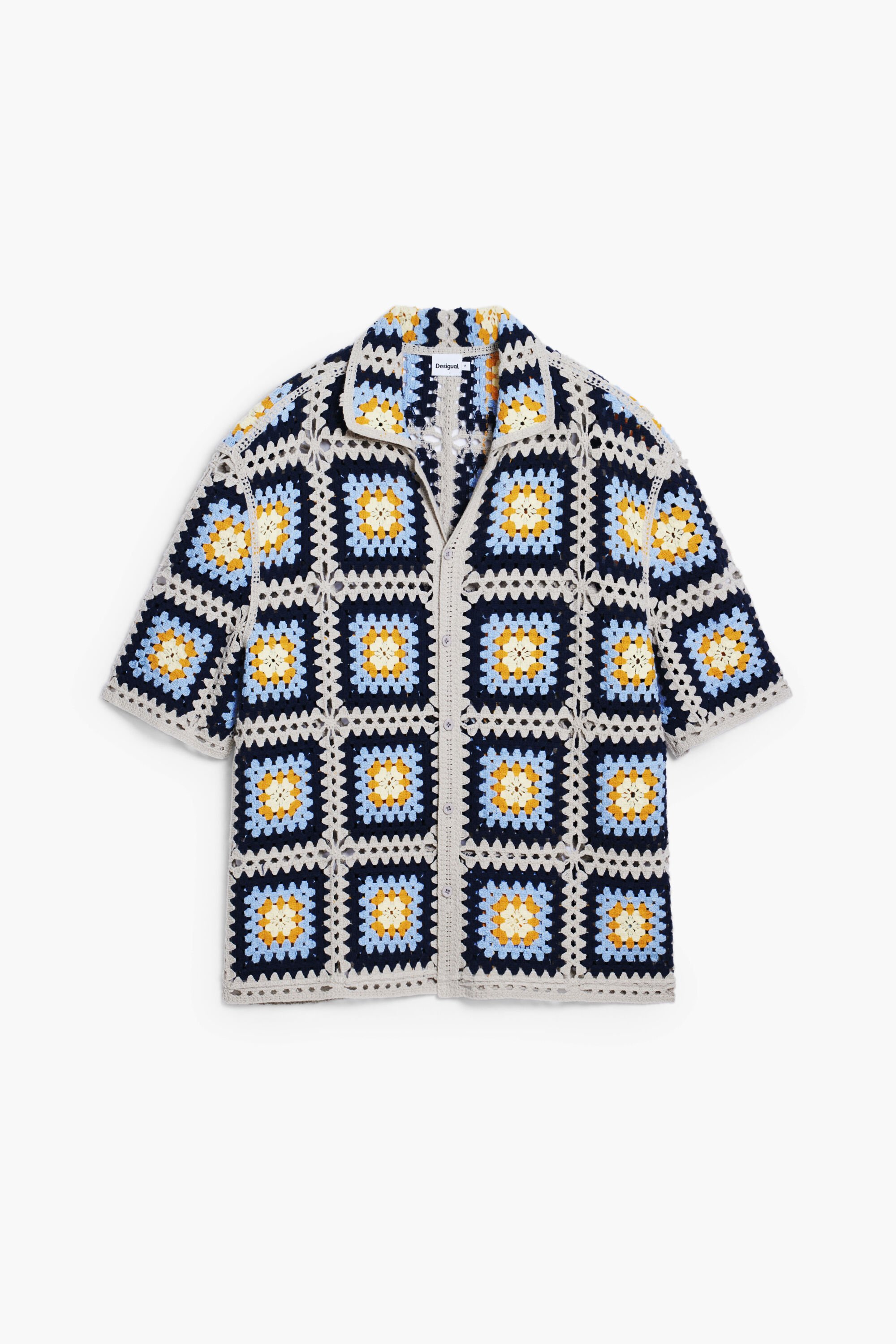 Desigual Gehaakt overhemd met korte mouwen - YELLOW