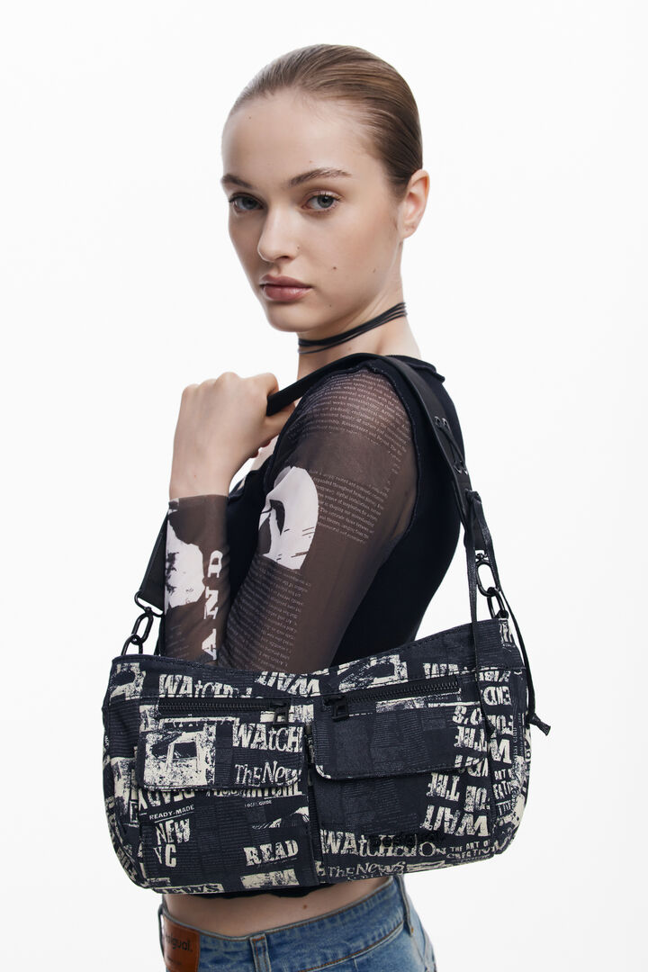 Medium newspaper handbag | Desigual