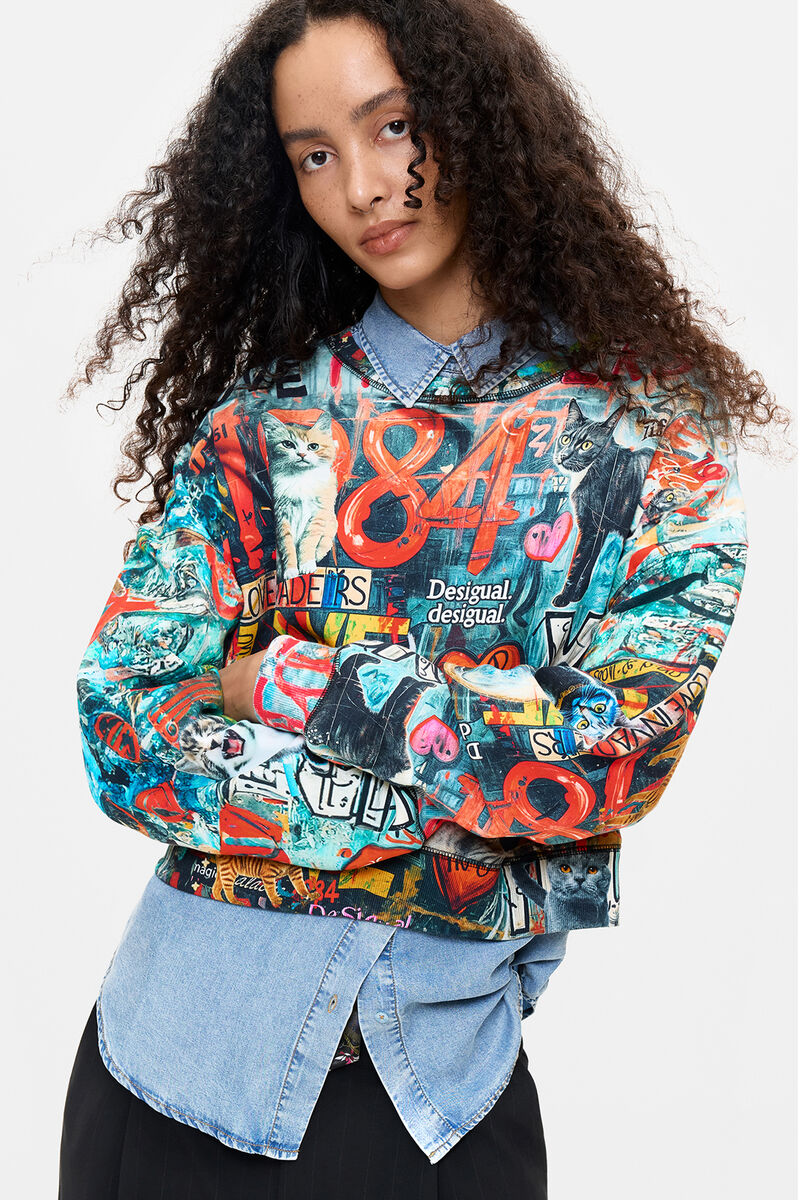 プリントスウェット 100％コットン 黒 女性用 I Desigual.com