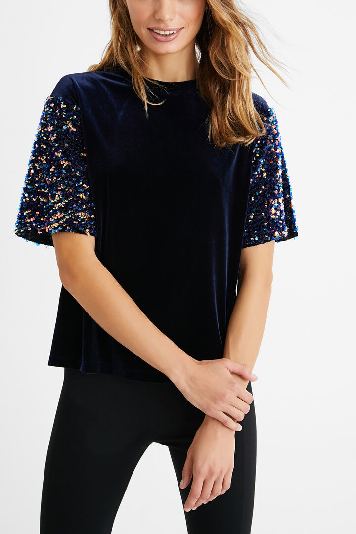 Camiseta aterciopelada lentejuelas | Desigual