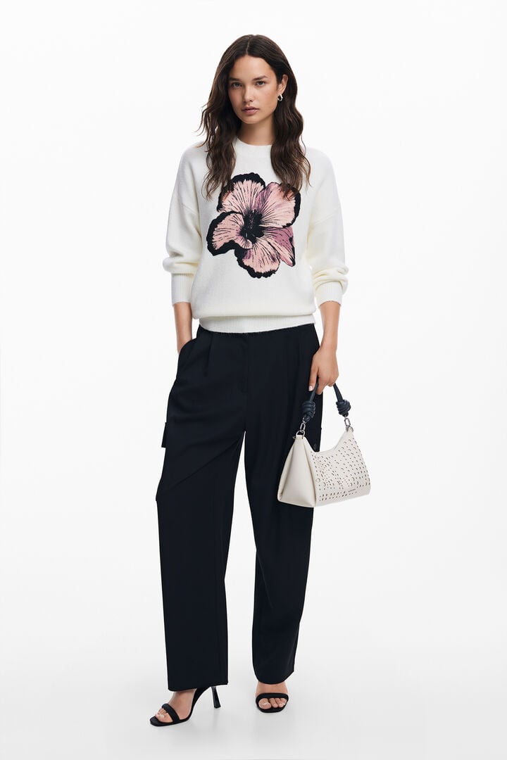 Contrast flower sweater | Desigual