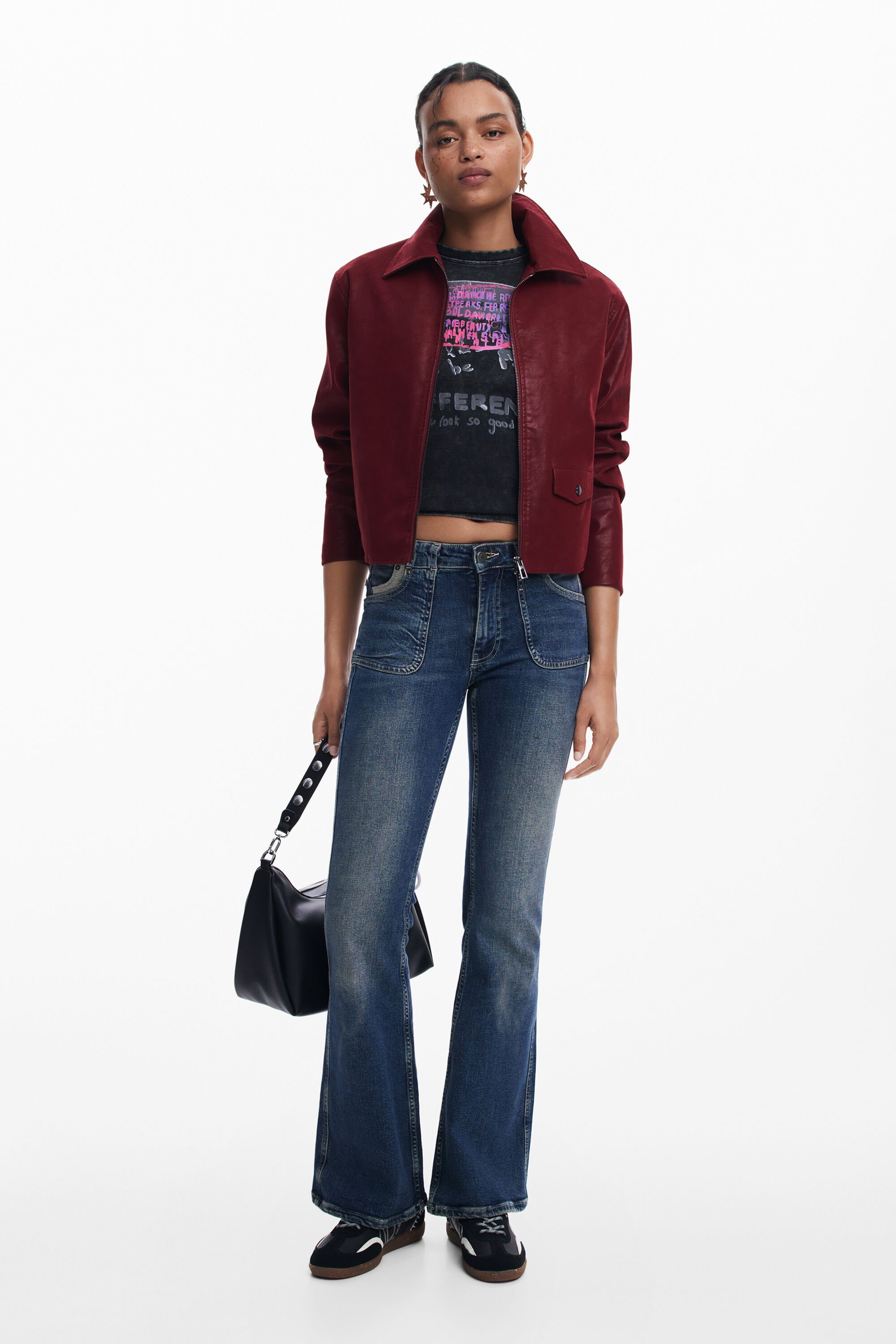 Shiny faux leather jacket hot sale