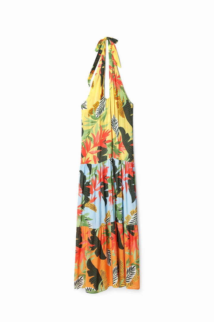 Tropical halter neck maxi dress