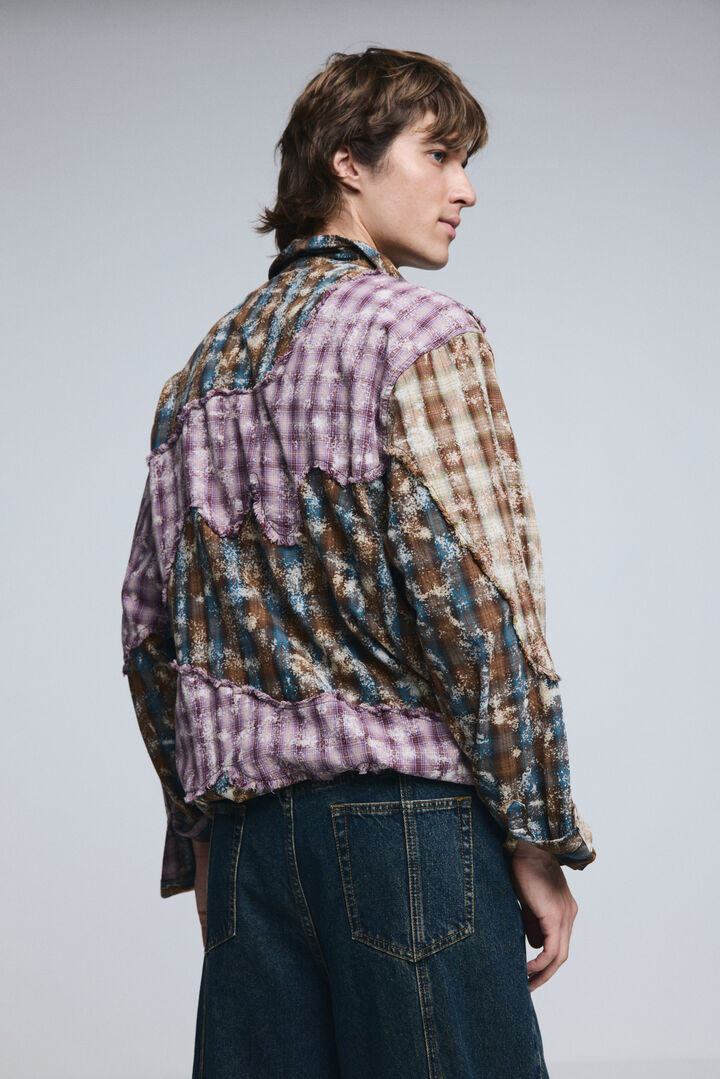 Long-sleeve shirt with patchwork checks | Desigual