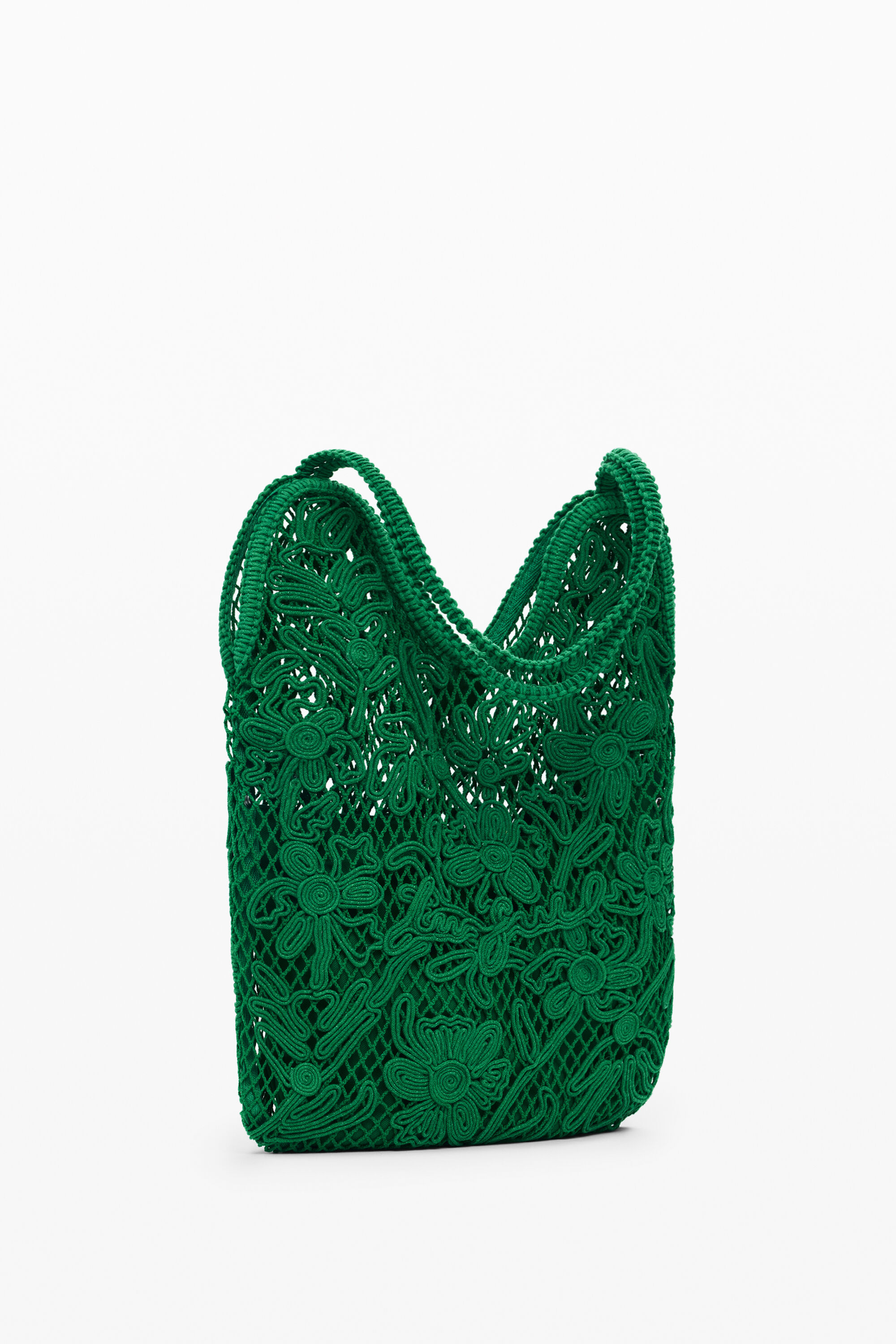 Desigual Medium Crochet Shoulder Bag In Green