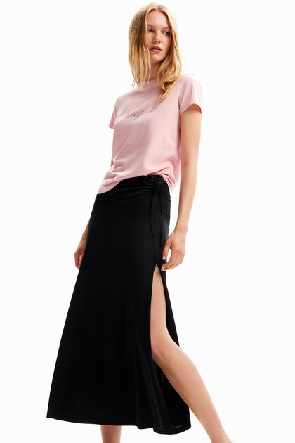 Falda midi abertura