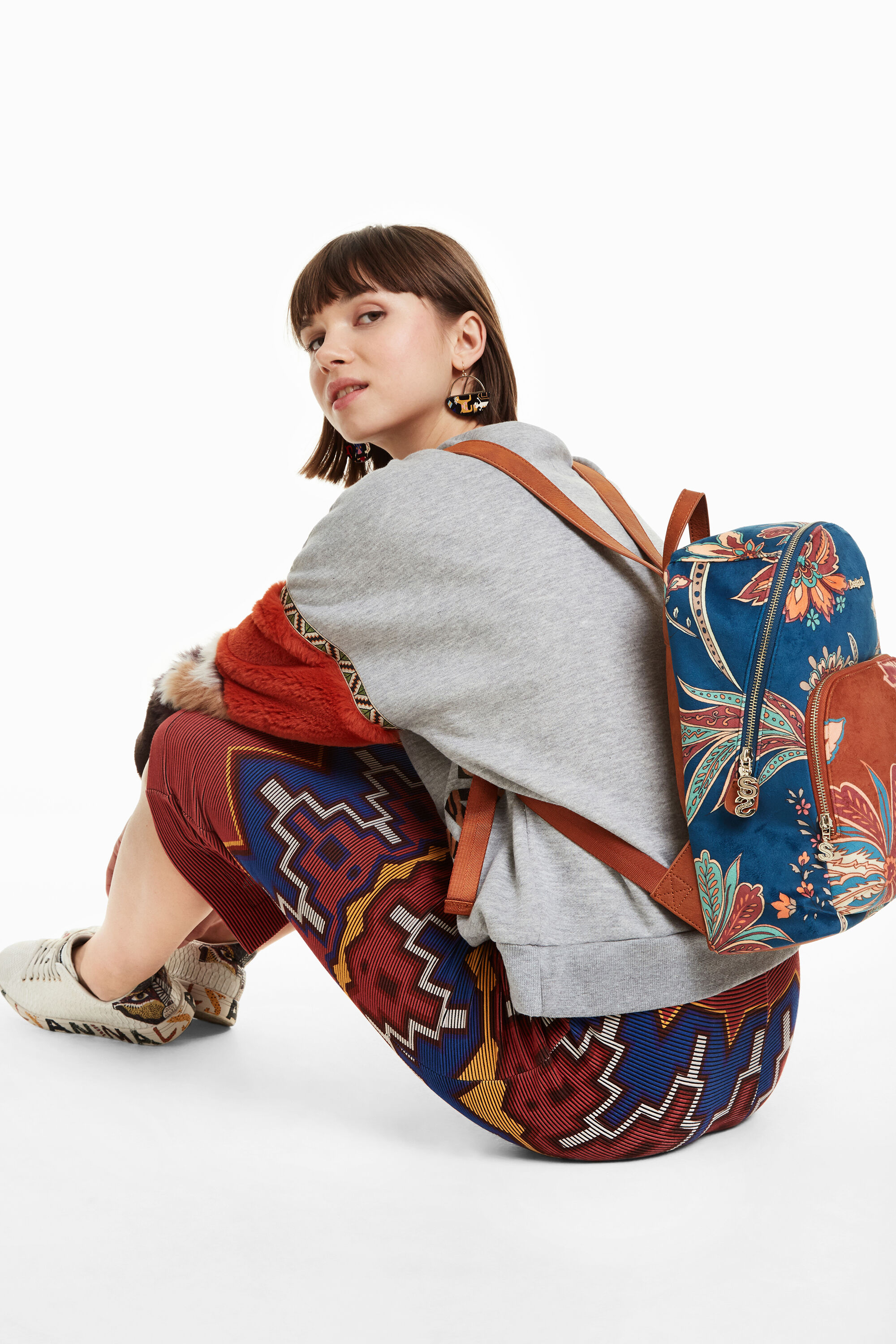 Sac dos bicolore cuir synth tique