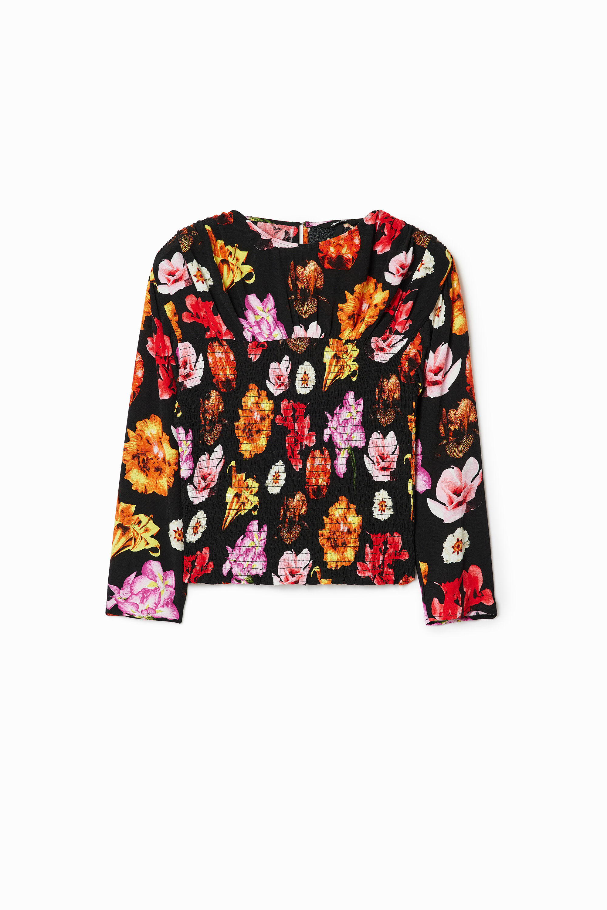 Gerimpelde gebloemde blouse M. Christian Lacroix