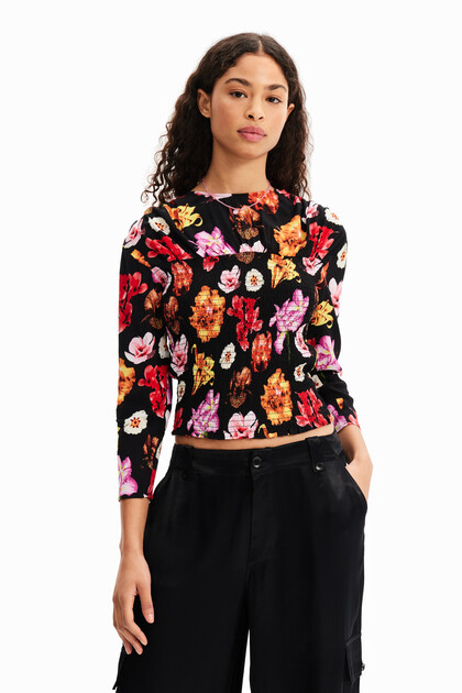 Blusa floreale ruches M. Christian Lacroix