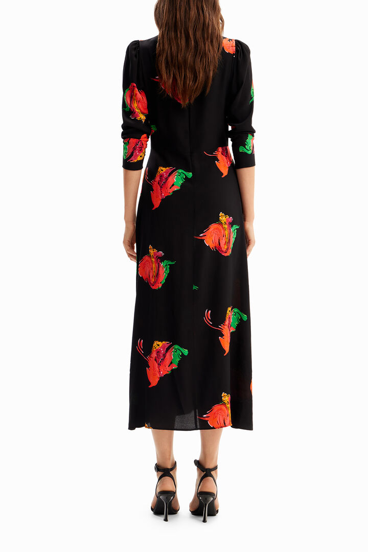 Vestido largo abertura flores | Desigual