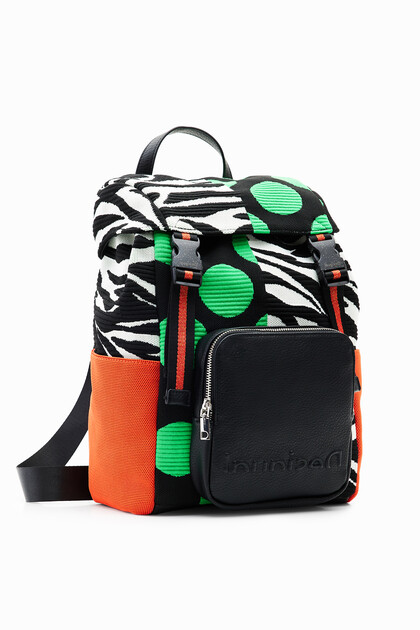Large knit patchwork backpack