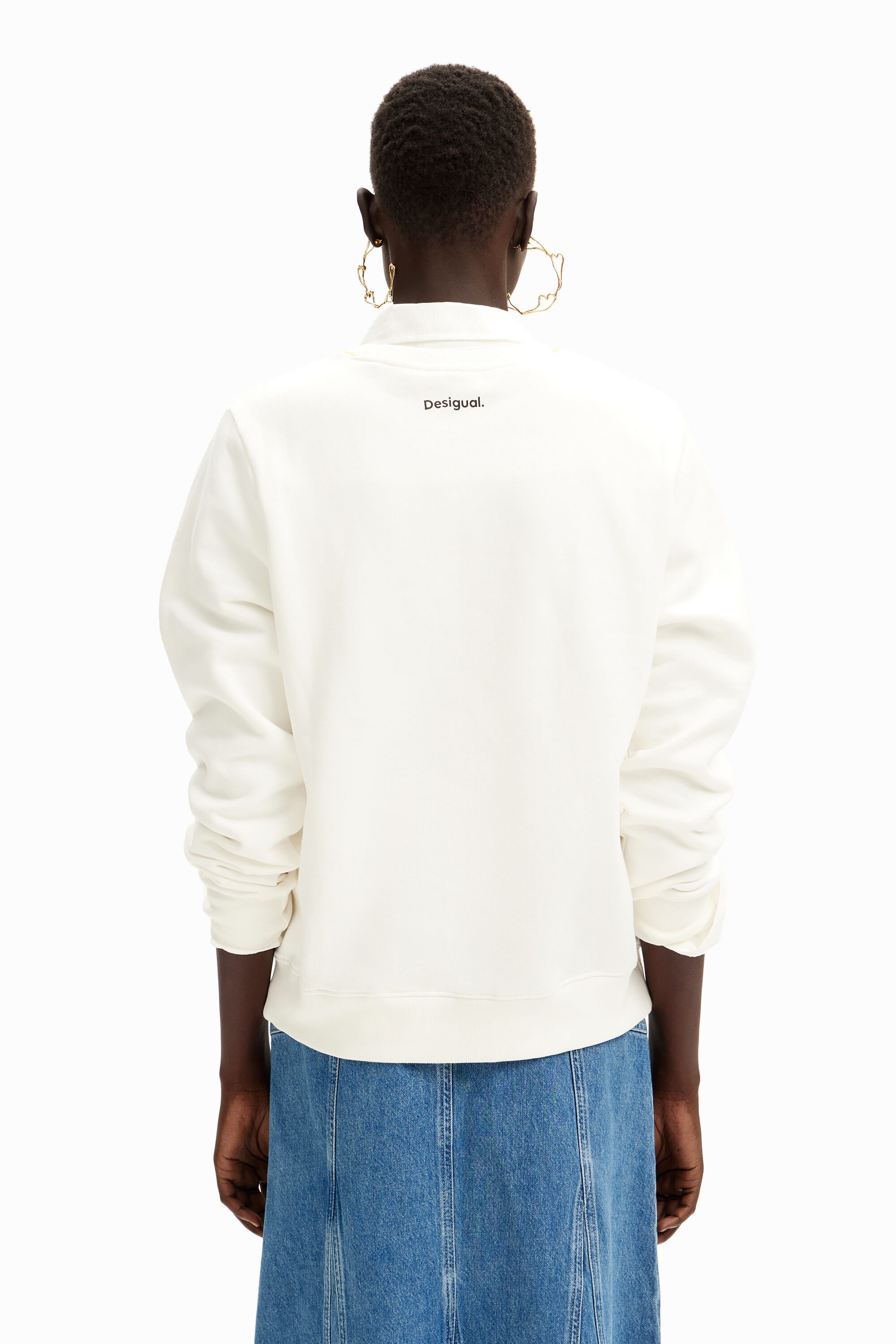 Desigual Smiley Originals ® Strass Sweatshirt In White