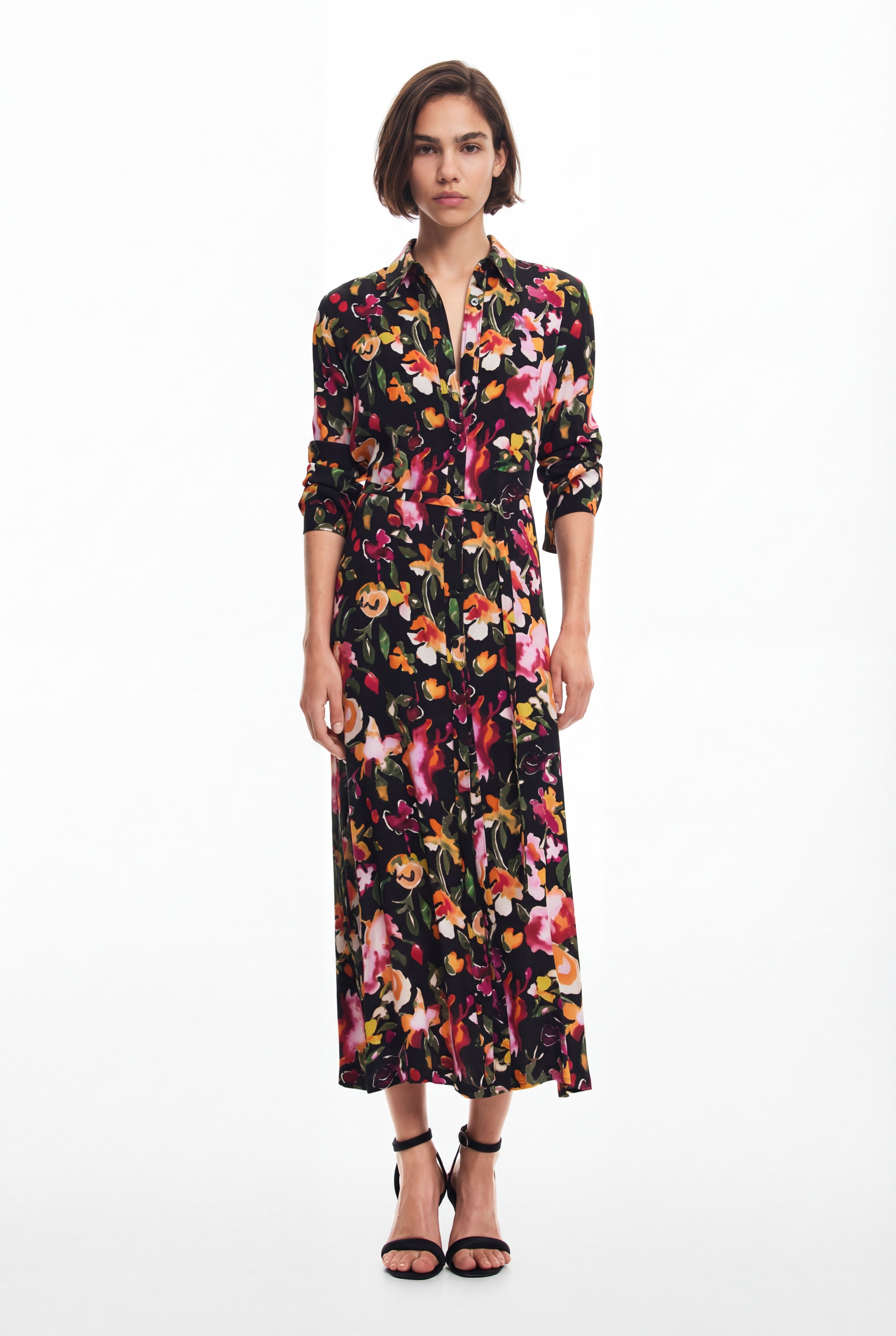 Desigual, Hemdblusenkleid mit Blumenmuster, Damen, Viskose, Rot, S