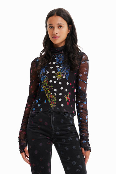 Samarreta tul patch lunars i flors | Desigual