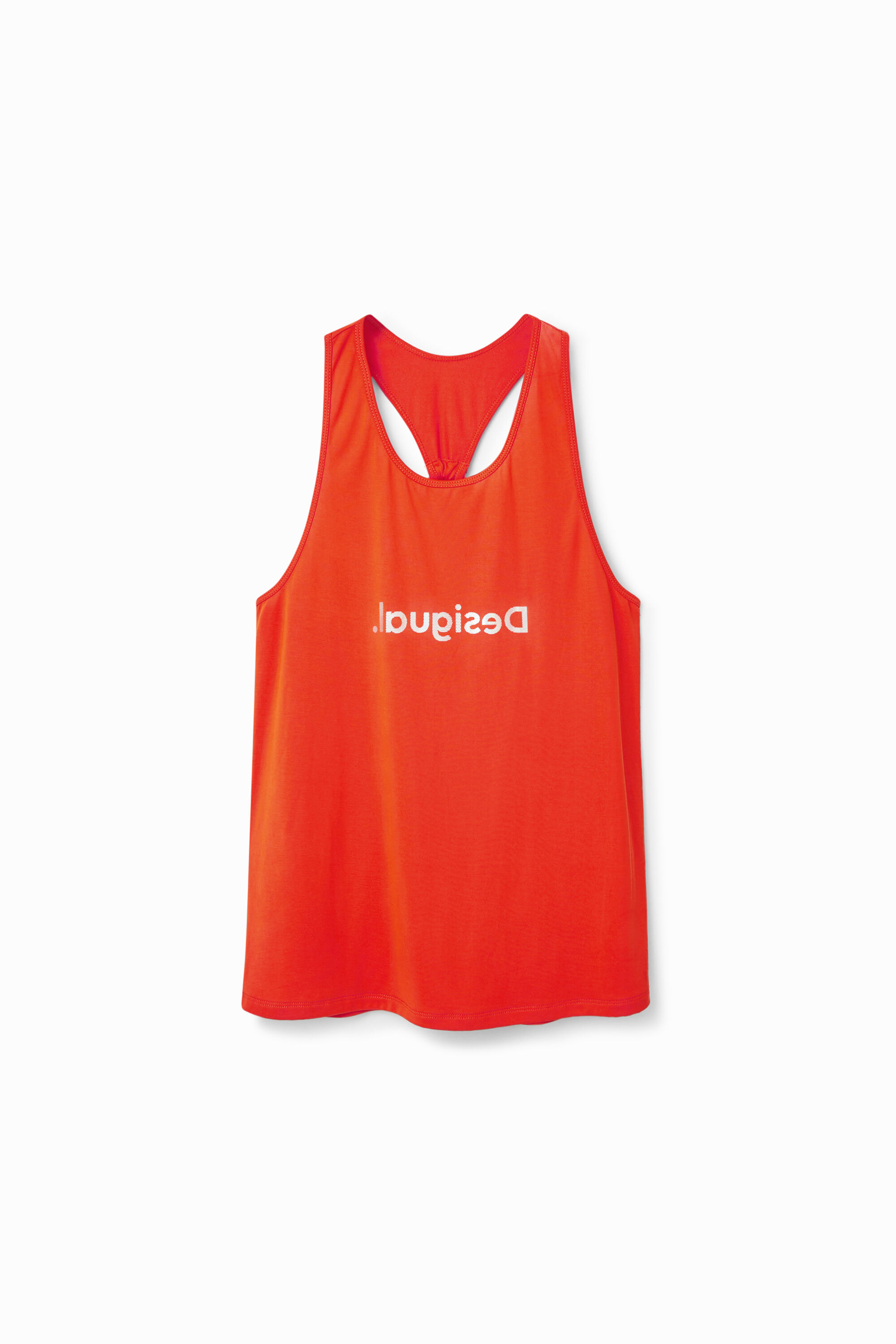 Sleeveless basic T-shirt - ORANGE - XS