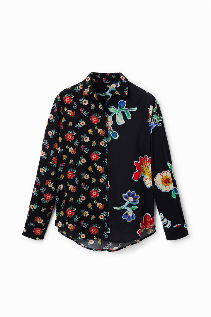 Floral half-and-half shirt