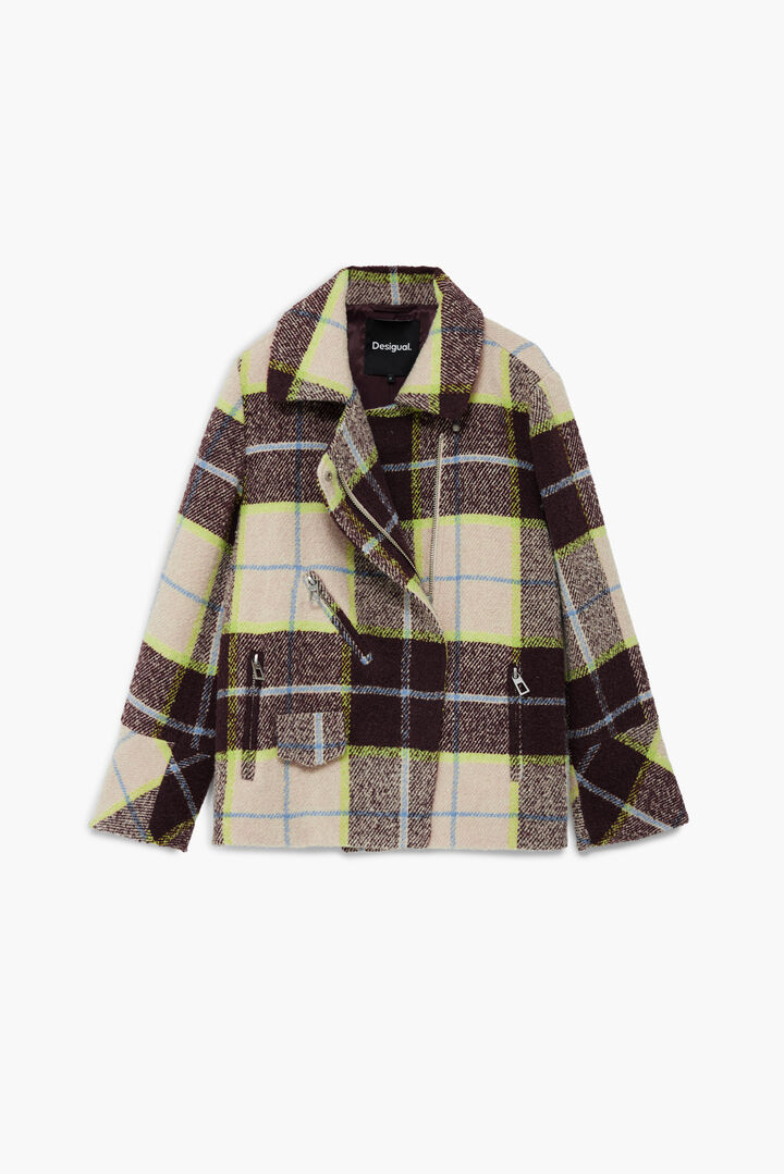 Manteau court croisé à carreaux | Desigual