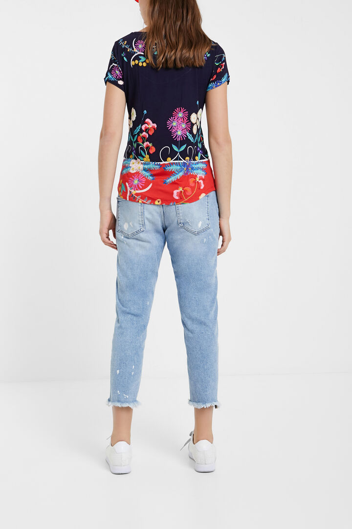 T-shirt met tropische bloemenprint | Desigual