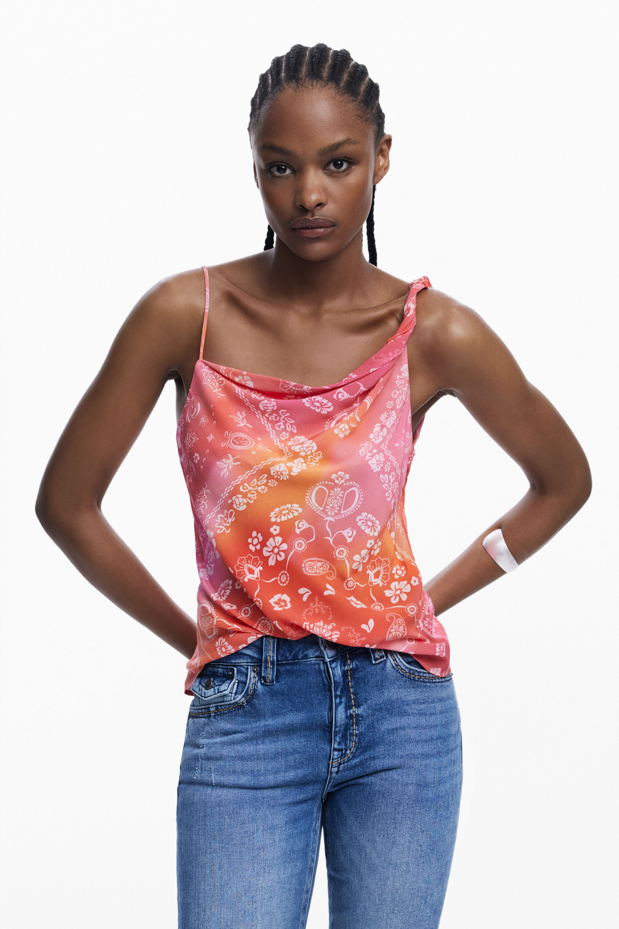 DESIGUAL FLARED JEANS WITH TWISTED SEAM