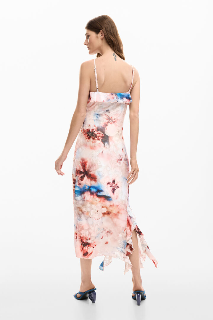 Robe &agrave; fleurs avec volants | Desigual