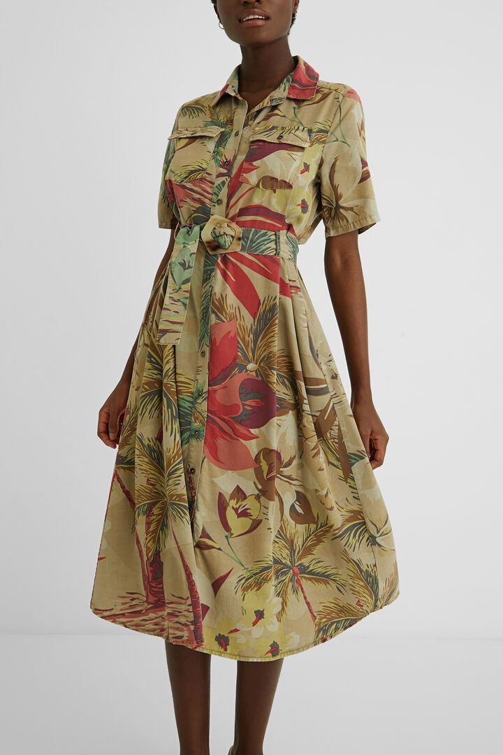 Vestido camisero con camuflaje floral | Desigual