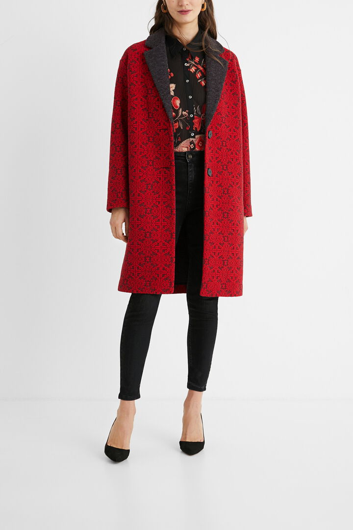 Long tricot coat friezes | Desigual