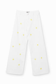 Vaqueros Culotte cropped margaritas | Desigual