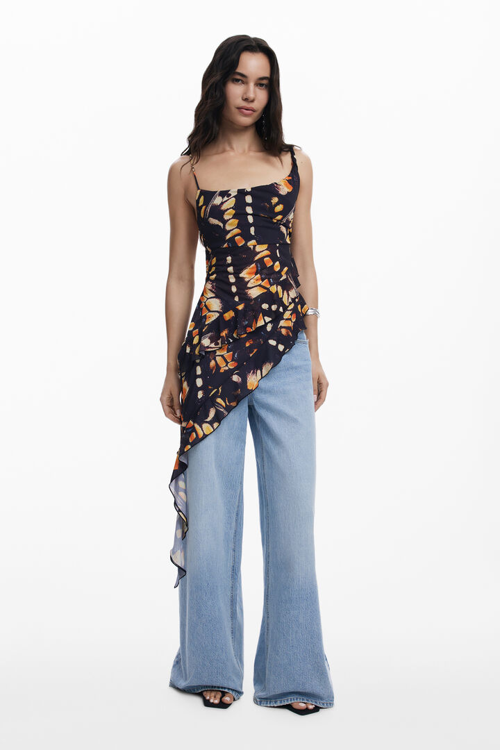 Mouwloos T-shirt met vlinders | Desigual