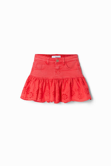 Glossy ruffle denim mini skirt | Desigual