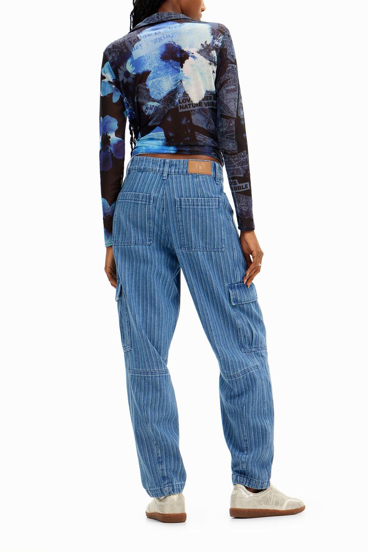 Pantal&oacute;n cargo denim efecto rayado | Desigual
